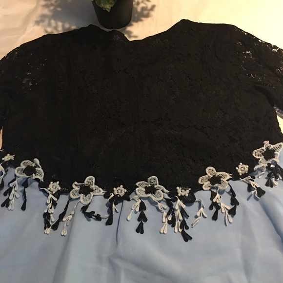 Lace blue and black delicate blouse size S - Picture 7 of 7